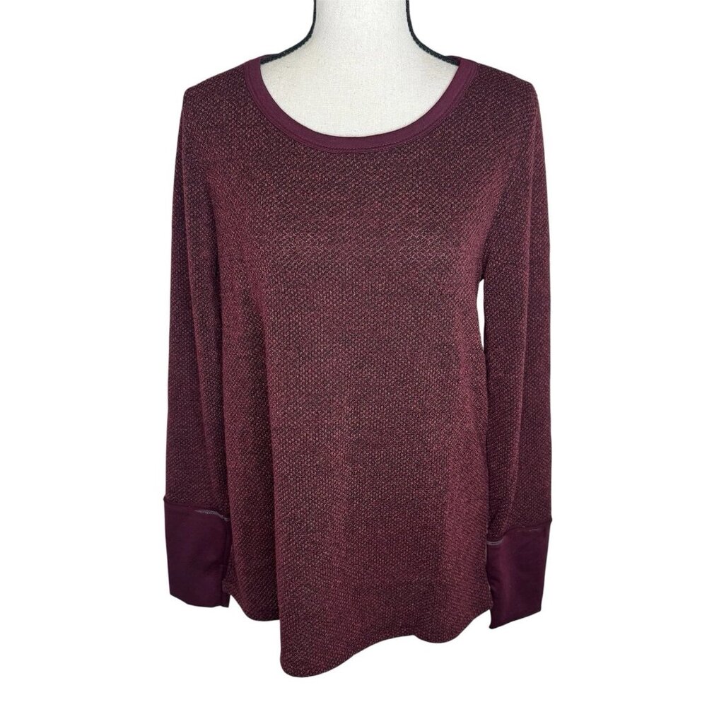 BiBi Women’s Extra Large Knit Oversized Burgandy Long Sleeve Top